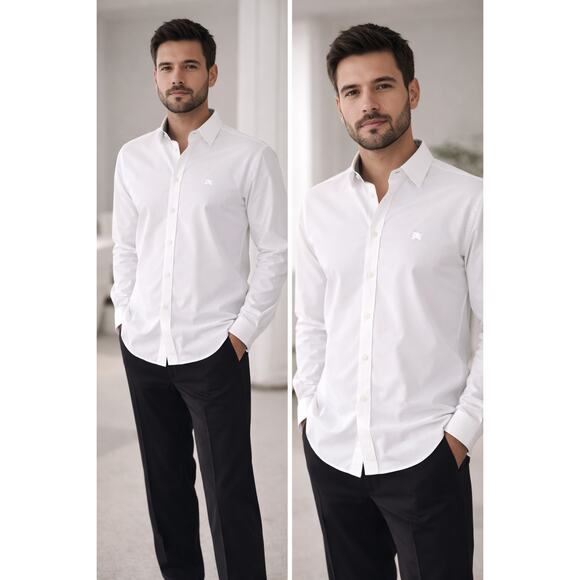 Burberry Other - Burberry Men’s White Button Down Shirt Nova Check Trim Size M Business Casual